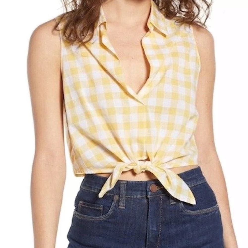 Lush Checkered Tie Front Top • Size M